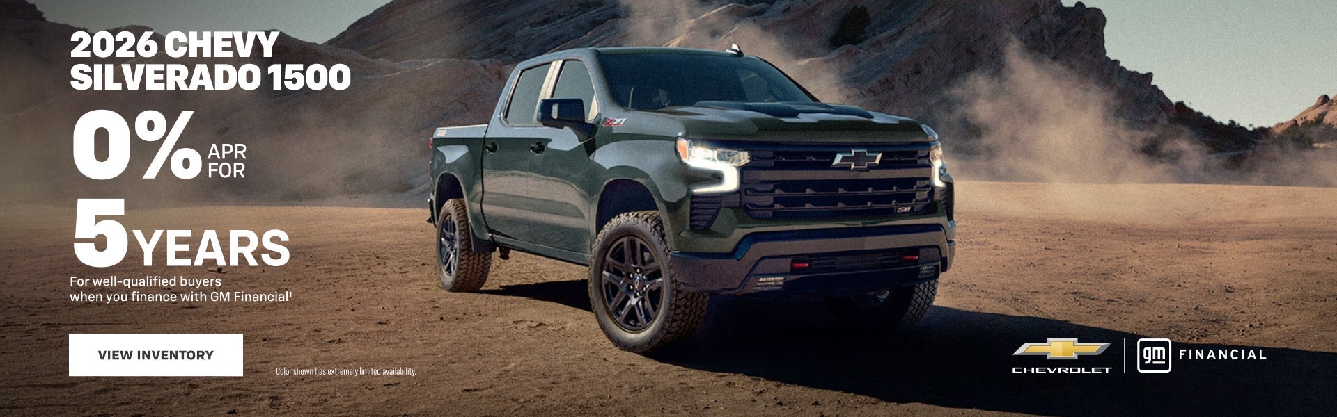 2026 Chevy Silverado 1500. 0% APR for 5 years for well-quali