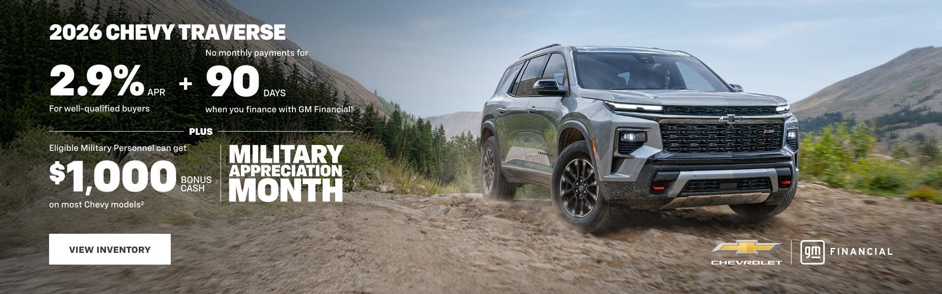 2026 Chevy Traverse. 2.9% APR For well-qualified buyers + No
