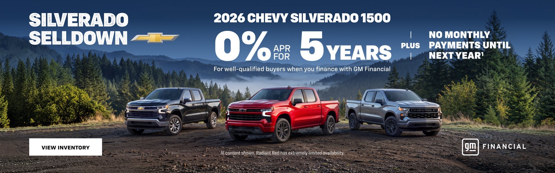 2026 Chevy Silverado 1500. 0% APR for 5 years For well quali